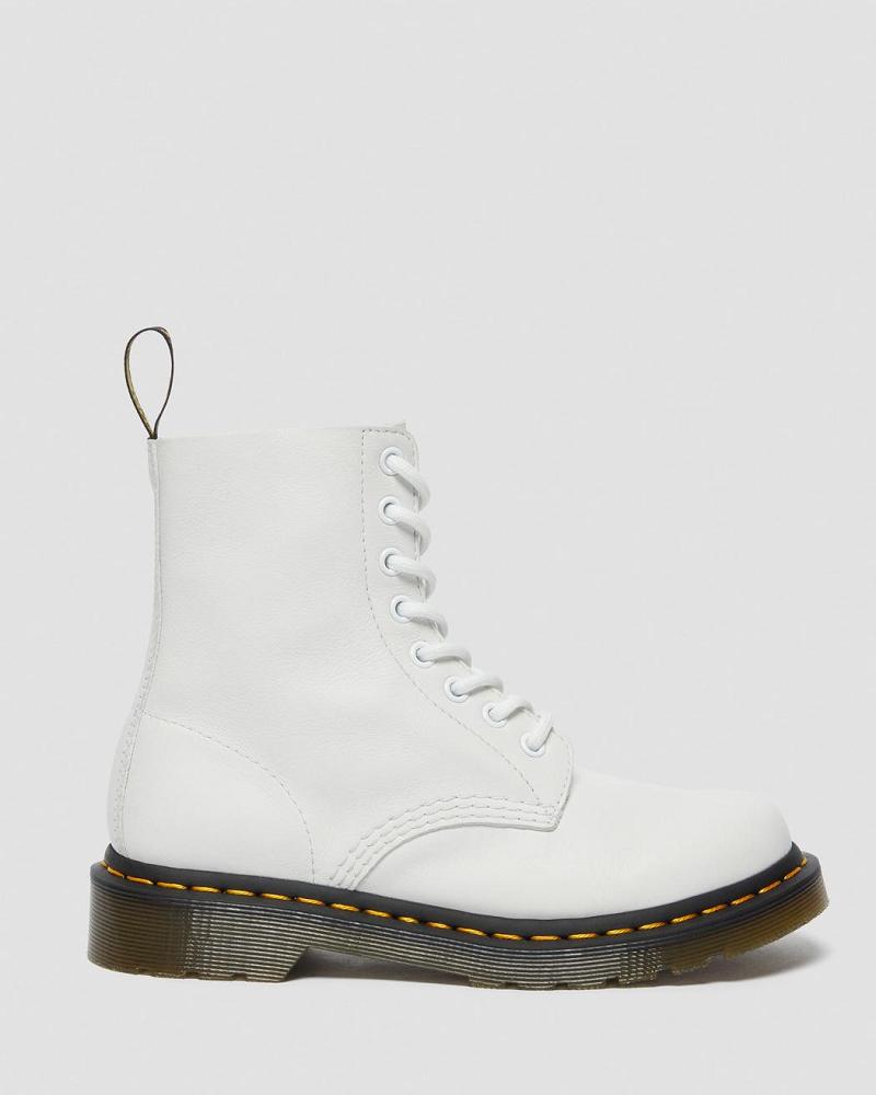 White Women's Dr Martens 1460 Pascal Virginia Leather Ankle Boots | CA 16VRW